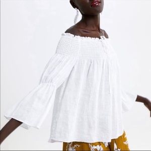 Zara Off the Shoulder Linen Top